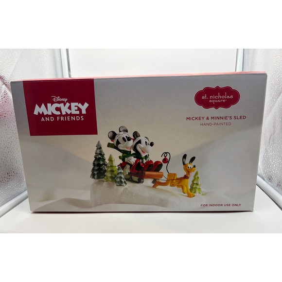 st nicholas square Other - Disney St Nicholas Square Christmas Village Mickey Minnie Sleigh Ride Pluto Fig